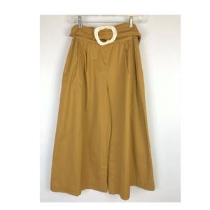 Zara High Waist Wide Leg Cropped Cotton Pants